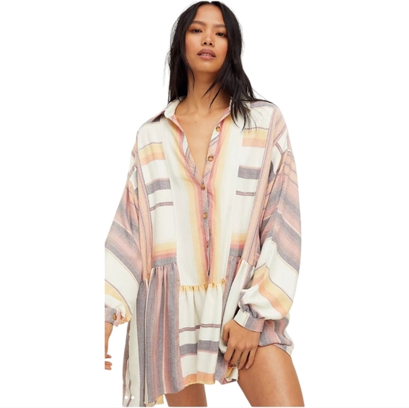 Free People Sunset Shirtdress Oversized Womens XS - Picture 1 of 9